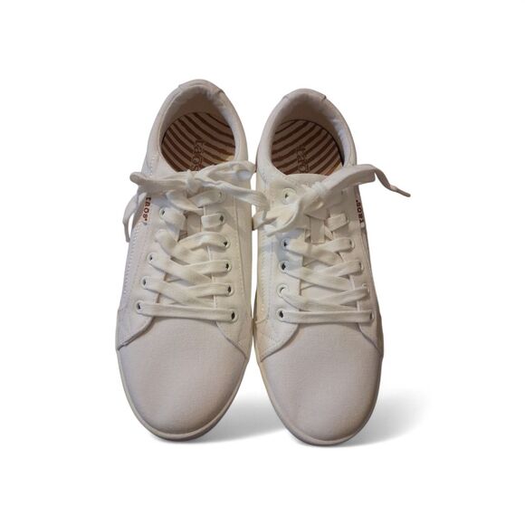 Women's sz 11 M Taos Plim Soul Lux White Canvas Lace-Up Shoes Sneakers Comfort - Picture 2 of 10